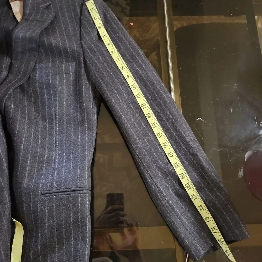 Paul Stuart Wool Blazer Dark Gray Striped Size 41 XL